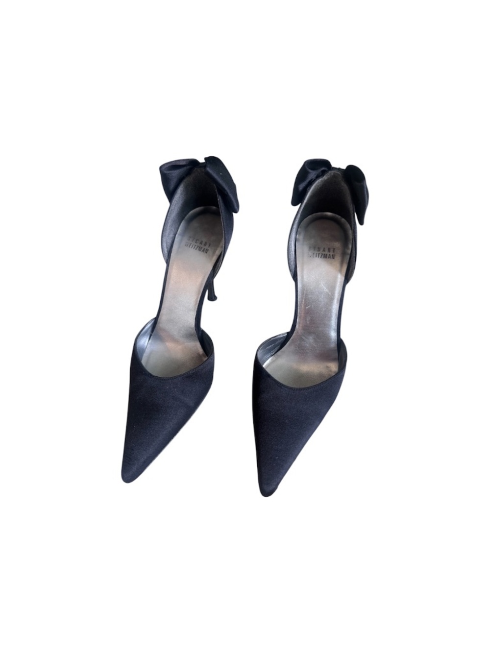 Stuart Weitzman Black Satin D'Orsay Heels